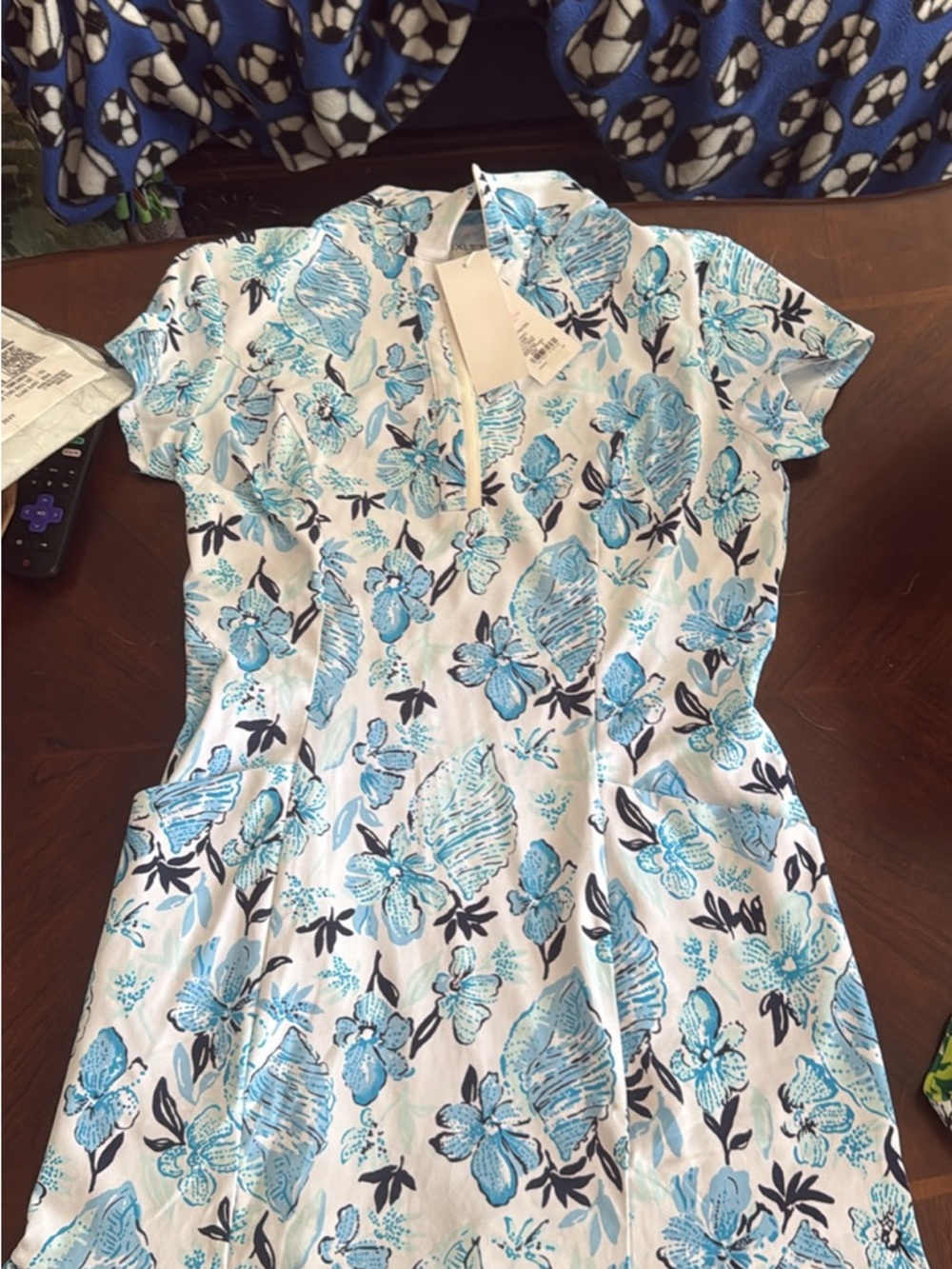 Lilly Pulitzer White and Blue Floral Midi Dress